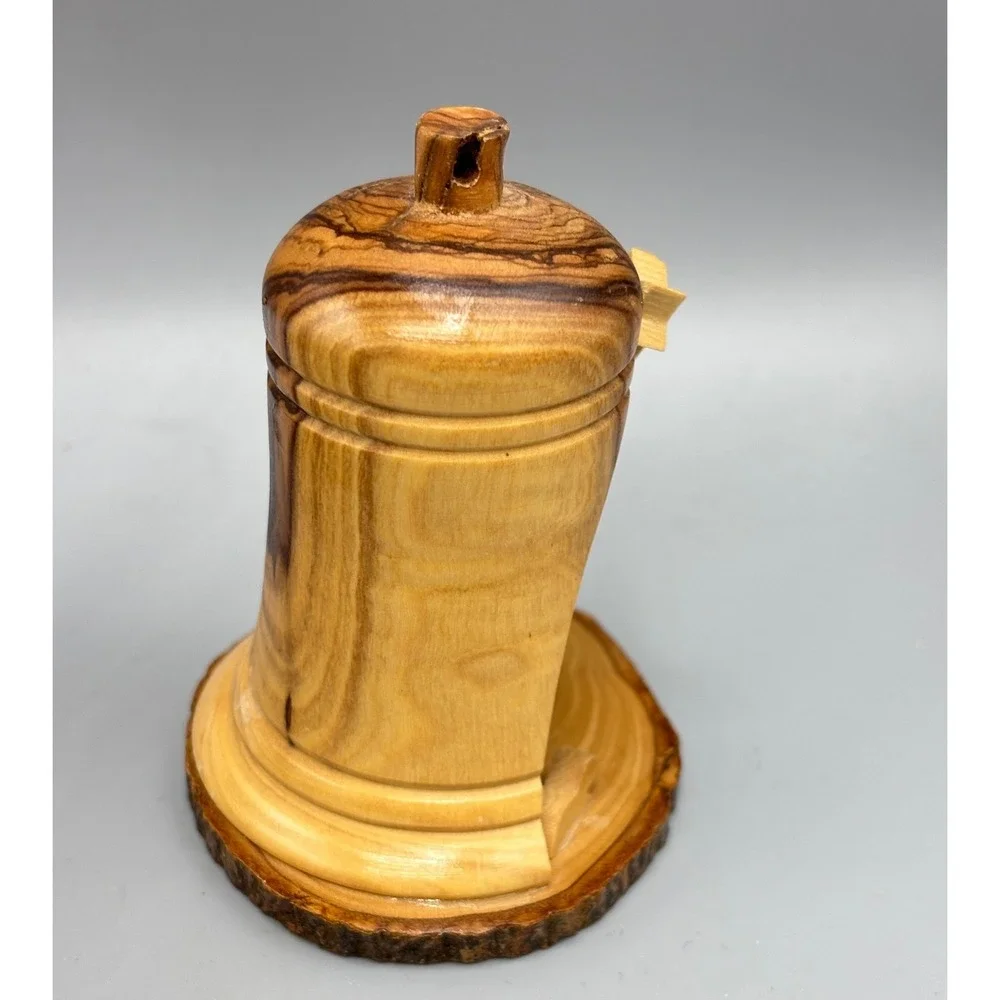Handmade Olive Wood Nativity Scene Bell Christmas Ornament Holy Family - Picture 5 of 5
